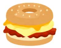 Bagel breakfast sandwich with egg, cheese, and bacon
